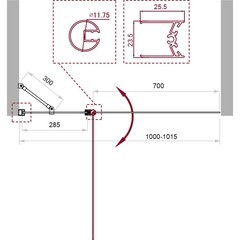Шторка на ванну распашная 100х150х0,5 см профиль черный BelBagno Uno (UNO-V-11-100/150-C-NERO) - фото 2