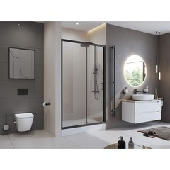 Душевая дверь BelBagno Uno-195 стекло прозрачное 120х195 см профиль черный 5 мм раздвижная (UNO-195-BF-1-120-C-NERO) - фото 4