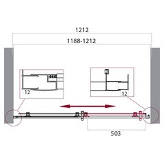 Душевая дверь BelBagno Uno-195 стекло прозрачное 120х195 см профиль черный 5 мм раздвижная (UNO-195-BF-1-120-C-NERO) - фото 3