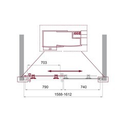 Душевая дверь BelBagno Uno-195 стекло прозрачное 160х195 см профиль хром 5 мм раздвижная (UNO-195-BF-1-160-C-Cr) - фото 2