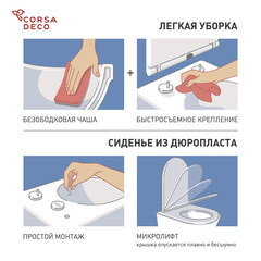 Комплект инсталляции Cersanit Vector с унитазом Corsa Deco ТX и сиденьем дюропласт микролифт - фото 4
