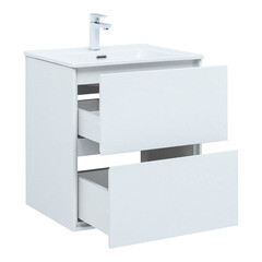 Комплект тумба с раковиной Lavelly Cube 60 см подвесная белая - фото 6