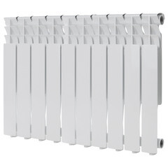 Радиатор алюминиевый КМ 500 мм 10 секций 1" боковое подключение белый - фото 1