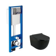 Комплект инсталляции Berges с унитазом Lavelly Classic Black с кнопкой хром и сиденьем дюропласт микролифт быстросъем - фото 1