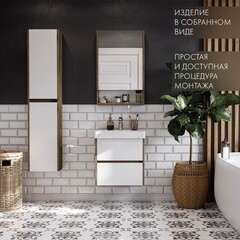 Зеркальный шкаф Aquaton Сканди 55х85х13 см белый/дуб рустикальный - фото 3