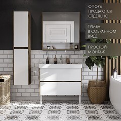 Пенал Aquaton Сканди 35 см подвесной белый/дуб рустикальный - фото 3