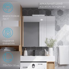 Зеркальный шкаф Aquaton Лондри 80х75х13 см белый - фото 4
