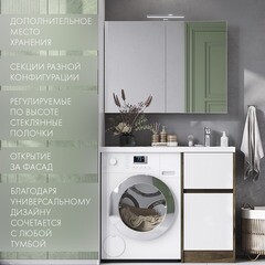 Зеркальный шкаф Aquaton Лондри 100х75х13 см белый - фото 2