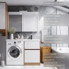 Зеркальный шкаф Aquaton Лондри 120х75х13 см белый - фото 2