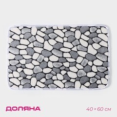 Коврик для ванной серый 60х40 см Доляна Галька (851397) - фото 3