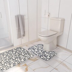 Набор ковриков для ванной и туалета серый 80х50/49х40 Доляна Галька (851410) - фото 3