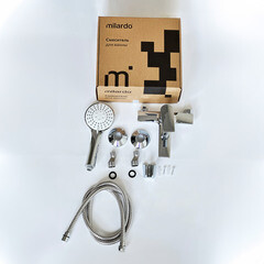 Смеситель для ванны Milardo Azure хром однорычажный с коротким изливом с лейкой (AZUSB00M02) - фото 3