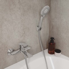 Смеситель для ванны Milardo Azure хром однорычажный с коротким изливом с лейкой (AZUSB00M02) - фото 4