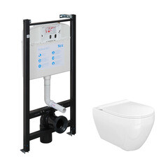 Изображение товара Комплект инсталляции Roca с унитазом Деймос и сиденьем дюропласт микролифт