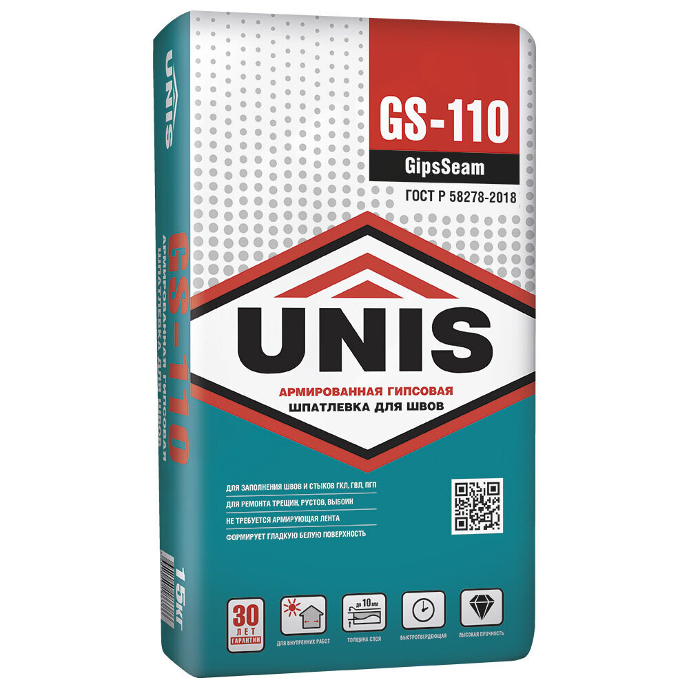 

Шпаклевка гипсовая Unis GS-110 GipsSeam базовая белая 15 кг