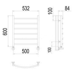 Полотенцесушитель водяной Terminus Классик П6 600х500 мм лесенка черный муар - фото 2