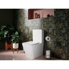 Унитаз-компакт Ceramicanova Cubic Rimless безободковый с универсальным выпуском с сиденьем дюропласт микролифт белый (CN1803) - фото 3