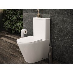 Унитаз-компакт Ceramicanova Highlight Rimless безободковый с универсальным выпуском с сиденьем дюропласт микролифт белый (CN1802) - фото 3