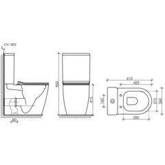 Унитаз-компакт Ceramicanova Highlight Rimless безободковый с универсальным выпуском с сиденьем дюропласт микролифт белый (CN1802) - фото 2