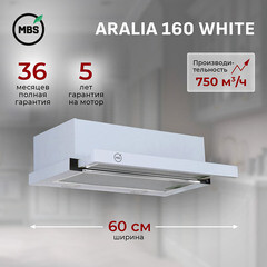 Кухонная вытяжка встраиваемая MBS Aralia 160 White 60 см белая - фото 5