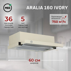Кухонная вытяжка встраиваемая MBS Aralia 160 Ivory 60 см слоновая кость - фото 5