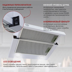 Кухонная вытяжка встраиваемая MBS Aralia 150 White Glass 50 см белая - фото 3