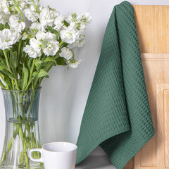 Полотенце вафельное кухонное Verossa Эвкалипт 40х70 см зеленое - фото 2