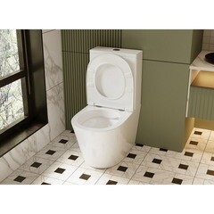 Унитаз-компакт Abber Bequem безободковый с горизонтальным выпуском с сиденьем дюропласт микролифт белый (AC1112) - фото 5