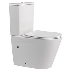 Унитаз-компакт Abber Bequem безободковый с горизонтальным выпуском с сиденьем дюропласт микролифт белый (AC1112) - фото 4