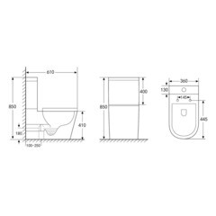 Унитаз-компакт Abber Bequem безободковый с горизонтальным выпуском с сиденьем дюропласт микролифт белый (AC1112) - фото 3