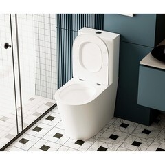 Унитаз-компакт Abber Bequem безободковый с горизонтальным выпуском с сиденьем дюропласт микролифт белый матовый (AC1112TMW) - фото 12