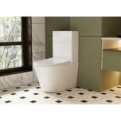 Унитаз-компакт Abber Bequem безободковый с горизонтальным выпуском с сиденьем дюропласт микролифт белый (AC1112) - фото 2