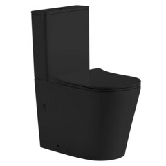 Унитаз-компакт Abber Bequem безободковый с горизонтальным выпуском с сиденьем дюропласт микролифт черный матовый (AC1112TMB)