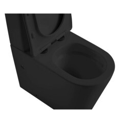 Унитаз-компакт Abber Bequem безободковый с горизонтальным выпуском с сиденьем дюропласт микролифт черный матовый (AC1112TMB) - фото 4