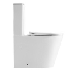 Унитаз-компакт Abber Bequem безободковый с горизонтальным выпуском с сиденьем дюропласт микролифт белый матовый (AC1112TMW) - фото 4