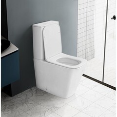 Унитаз-компакт Abber Rechteck безободковый с горизонтальным выпуском с сиденьем дюропласт микролифт белый матовый (AC1210TMW) - фото 5