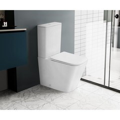 Унитаз-компакт Abber Rechteck безободковый с горизонтальным выпуском с сиденьем дюропласт микролифт белый матовый (AC1210TMW) - фото 3