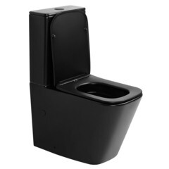 Унитаз-компакт Abber Rechteck безободковый с горизонтальным выпуском с сиденьем дюропласт микролифт черный матовый (AC1210TMB) - фото 6