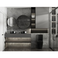 Унитаз-компакт Abber Rechteck безободковый с горизонтальным выпуском с сиденьем дюропласт микролифт черный матовый (AC1210TMB) - фото 5