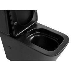 Унитаз-компакт Abber Rechteck безободковый с горизонтальным выпуском с сиденьем дюропласт микролифт черный матовый (AC1210TMB) - фото 4