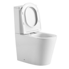 Унитаз-компакт Abber Bequem безободковый с горизонтальным выпуском с сиденьем дюропласт микролифт белый матовый (AC1112TMW) - фото 3
