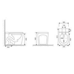 Унитаз напольный приставной Abber Bequem с сиденьем дюропласт микролифт с импульсным смывом (AC1114P) - фото 2