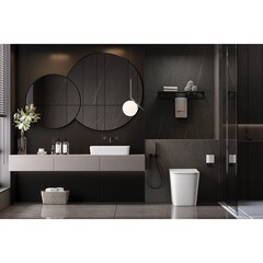 Унитаз напольный приставной Abber Rechteck с сиденьем дюропласт микролифт с импульсным смывом (AC1213P) - фото 13