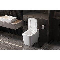 Унитаз напольный приставной Abber Rechteck с сиденьем дюропласт микролифт с импульсным смывом (AC1213P) - фото 12