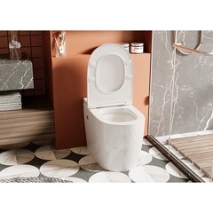 Унитаз напольный приставной Abber Bequem с сиденьем дюропласт микролифт с импульсным смывом (AC1115P) - фото 11