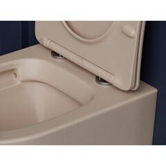 Унитаз подвесной Ceramicanova Balearica Rimless безободковый бежевый с сиденьем дюропласт микролифт (CN6000MC) - фото 5