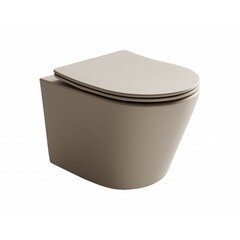 Унитаз подвесной Ceramicanova Balearica Rimless безободковый бежевый с сиденьем дюропласт микролифт (CN6000MC) - фото 1