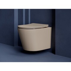 Унитаз подвесной Ceramicanova Balearica Rimless безободковый бежевый с сиденьем дюропласт микролифт (CN6000MC) - фото 3