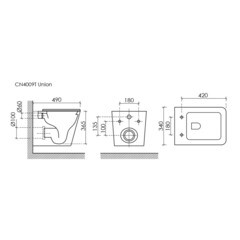 Унитаз подвесной Ceramicanova Union безободковый с сиденьем дюропласт микролифт смыв торнадо (CN4009T) - фото 2