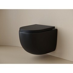 Унитаз подвесной Ceramicanova UP безободковый черный с сиденьем дюропласт микролифт смыв торнадо (CN4007MB) - фото 8